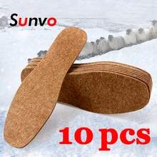 10 шт.; зимние войлочные стельки; унисекс; моющиеся; теплые; утолщенные; теплые; мягкие; удобные; шерстяные; зимние сапоги; вставки; подошва для обуви