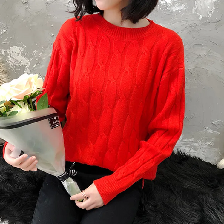 Colorfaith Новинка осень зима женский свитер пуловеры вязание элегантный офисный женский Узкий однотонный минималистичный Топы SW5882 - Цвет: Красный