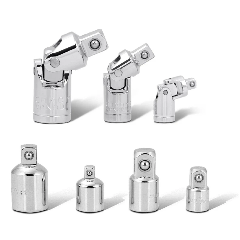 

7-Piece Universal Joint Set, Socket Drive Adapter and Reducer Set, 1/4 inch 3/8 inch 1/2 inch Socket Set socket wrench set
