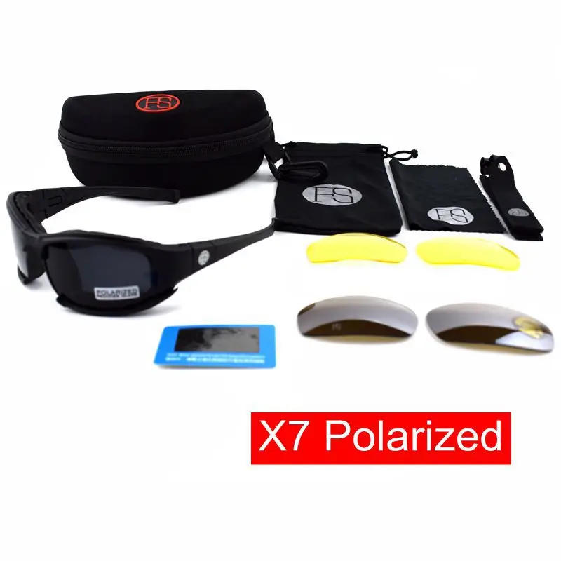 X7 Polarized Новинка, поляризованные тактические очки, военные очки, армейские солнцезащитные очки с 4 линзами, оригинальная коробка, мужские очки для стрельбы - Цвет: X7 Polarized