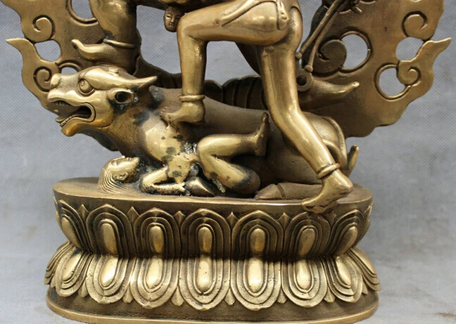 912+++ 1" тибетская латунь буддизм Joss Yamantaka Yama Dharmaraja скульптура Будды, статуя