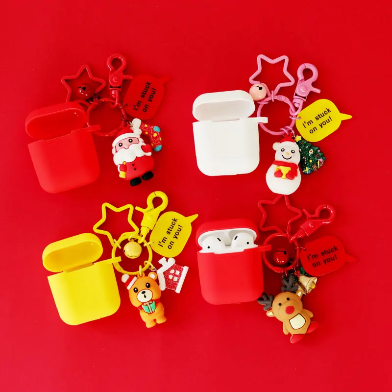 

Soft Silicone Christmas Headphone Case For Apple Airpods Case Santa Christmas Snowman Bear Elk Bluetooth Wireless Protection