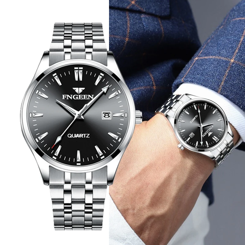 Мужские часы 2019 брендовые роскошные часы Мужские кварцевые часы студенческие из нержавеющей стали светящиеся водонепроницаемые наручные
