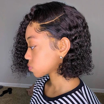 

150% Density Short Human Hair Wig Brazilian Remy Curly Bob Wig 13x6 Lace Front Human Hair Wigs For Women 4X4 Lace Closure Wig