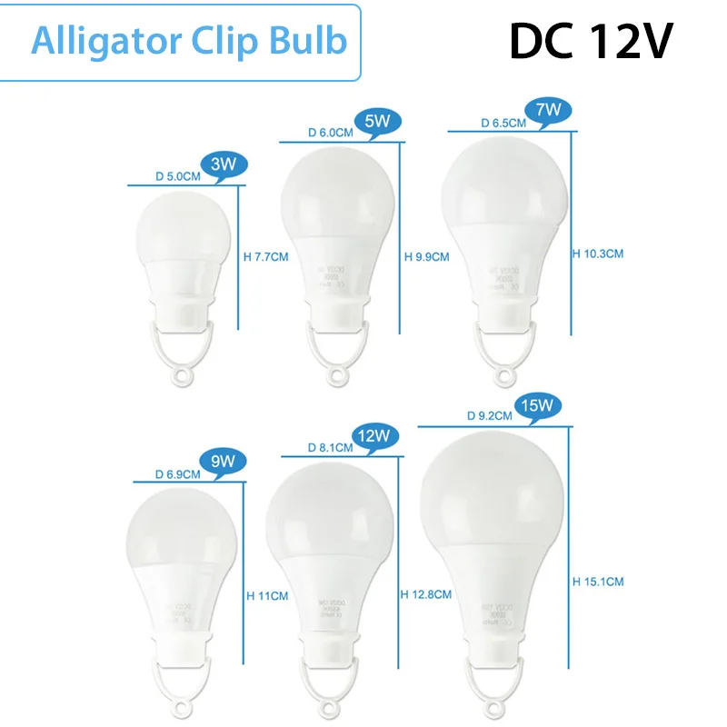 Светодиодная лампа, подвесной светильник, высокая яркость, с зажимом, E27, 3 Вт, 5 Вт, 7 Вт, 9 Вт, 12 Вт, переменный ток, 220 В, 240 в, алюминиевая охлаждающая лампа, Bombilla Ampoule, лампа, светильник - Испускаемый цвет: DC12V Clip Wire Bulb