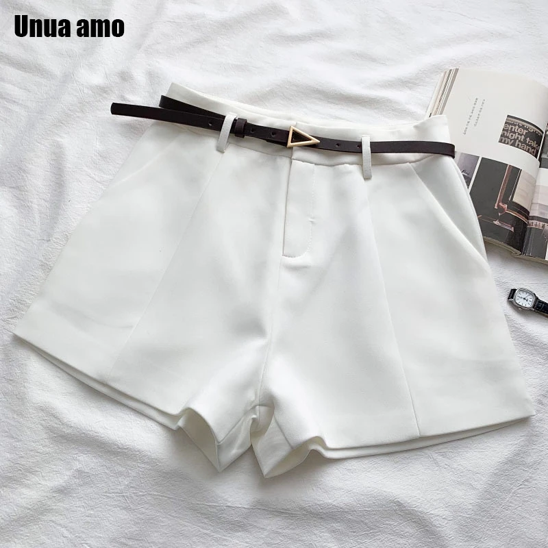 Unua amo 2022 Summer Wide Leg Shorts Women Fashion Wild Office Lady Work Casual High Waist Suit Shorts With Belt cargo shorts