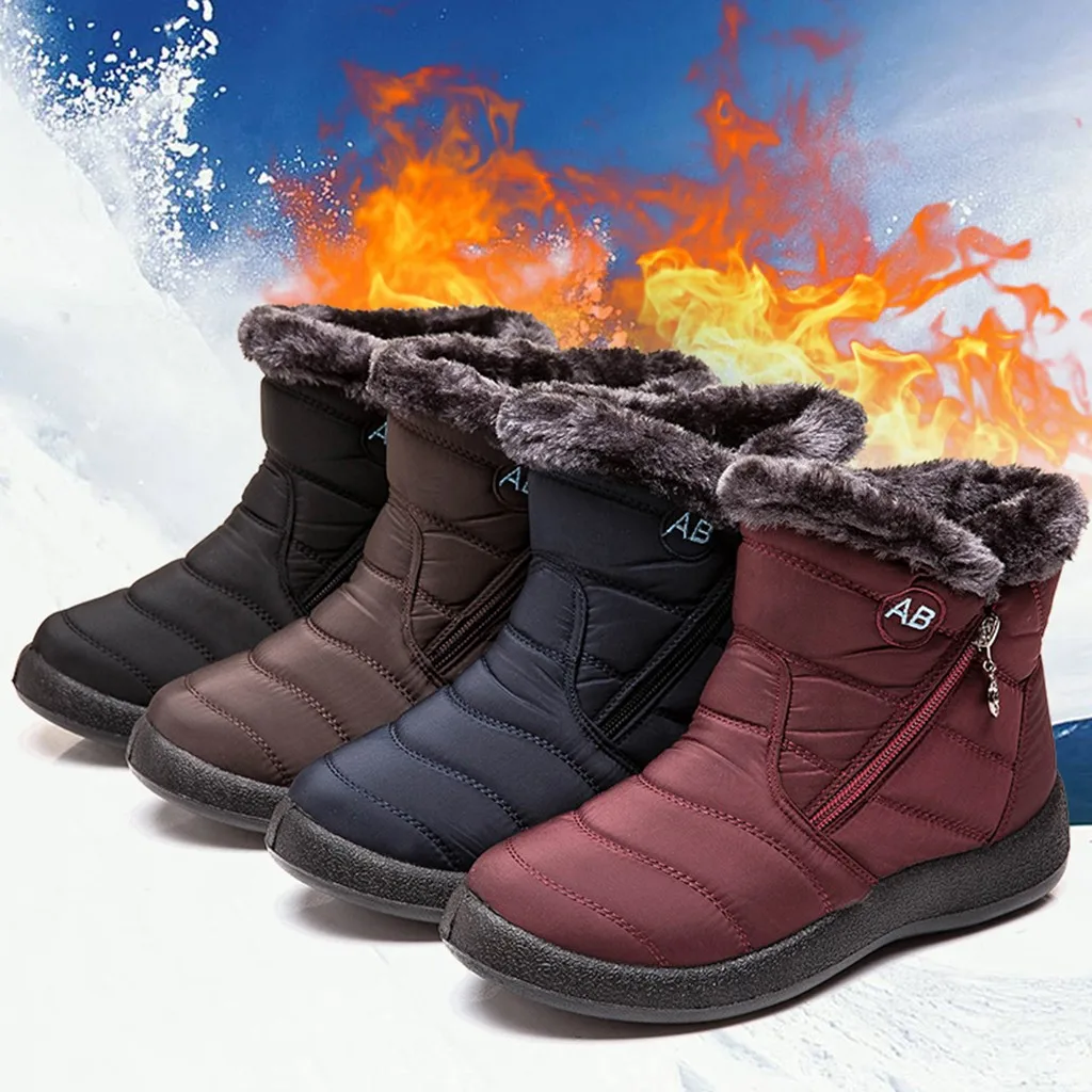 Ботильоны для женщин; теплые зимние ботинки на меху; женская зимняя обувь; женские ботинки с водонепроницаемой подкладкой; зимние ботинки; женская обувь