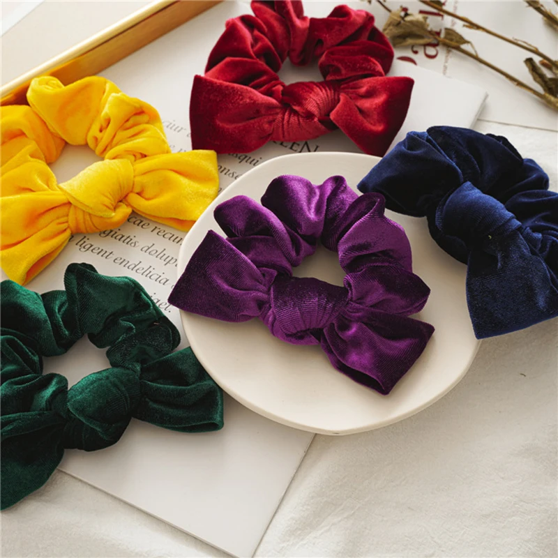 

1pc Velvet Scrunchies Hair Ties Accessories Scrunchie Ornaments Elastic Hair Bands Tiara Free Shipping Woman Head Dress