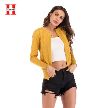 

Harrill Single Button Knitwear Women Sweater Outwear Shrugs Women Jumpers Pearl Decoration Hollow Flowers Sweater Clothes Spring