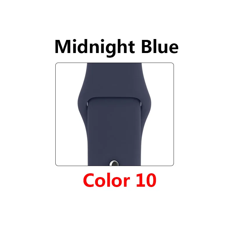 Цветной мягкий силиконовый спортивный ремешок для Apple Watch 38 мм 42 мм браслет на запястье ремешок для Apple Watch Series 3 2 1 iWatch Ремешки для наручных часов - Цвет ремешка: Midnight Blue 10