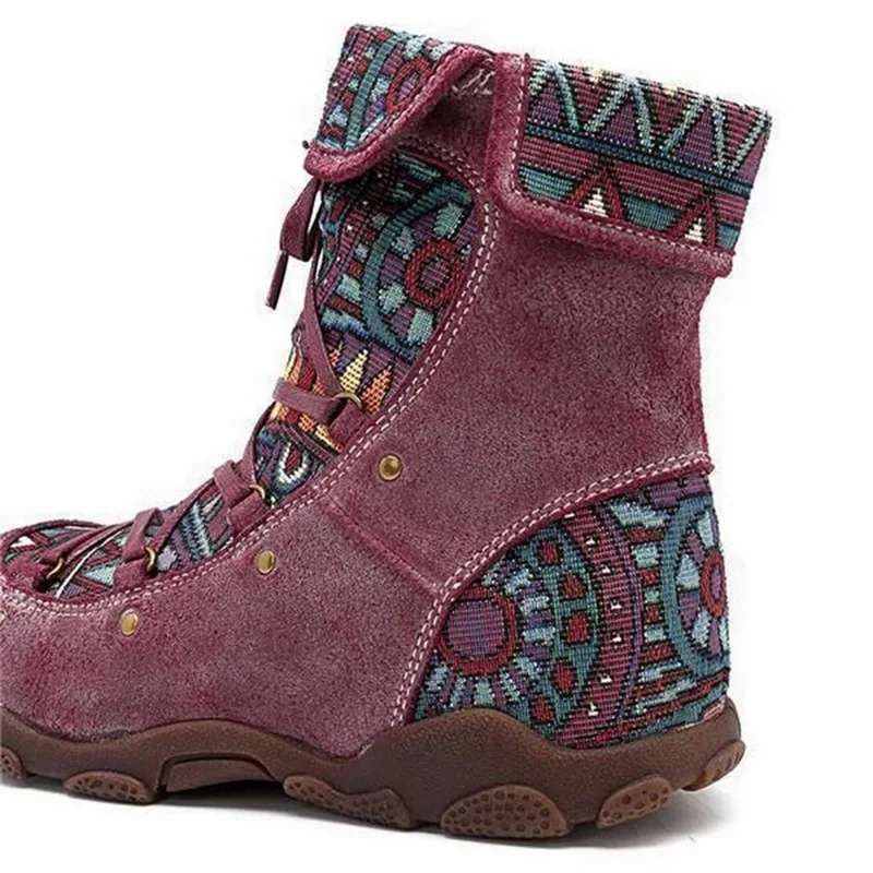 HEFLASHOR/; женские ботинки с вышивкой; сезон осень-зима; Boho; женские полусапожки с круглым носком; женские ботинки на шнуровке; повседневная обувь; Прямая поставка
