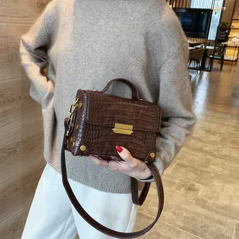 

2020 Bag For Women Brand Original Design Small Box Crocodile Single Shoulder Messenger Bag