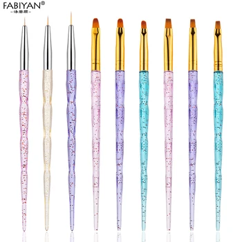 

Nail Art Brushes Manicure Acrylic Liner Painting Drawing Flower Pen UV Gel Extension Builder Salon Set Transparent Glitter