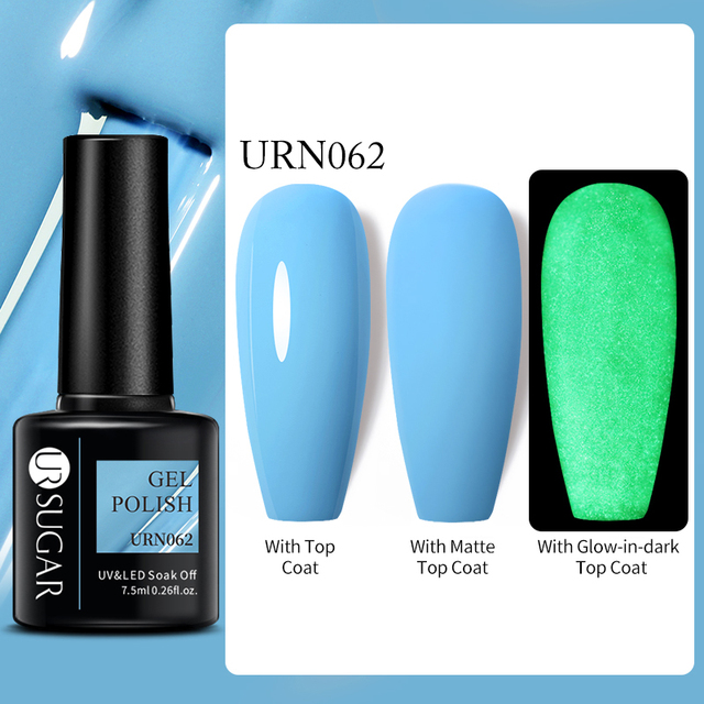 SUGAR Luminous Gel Top Coat Semi Permanent Glow In Dark Fluorescent Soak Off UV LED Color Gel Nail Varnish Nails for Manicure