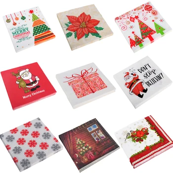

joy-Enlife 20pcs/lot Disposable tableware Christmas decoration napkin paper wedding Christmas party decoration