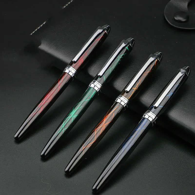 

Red Green Quality Metal Modified Caneta Calligraphy Round Body Flower Body English Fountain Pen Stationery Dip Pen