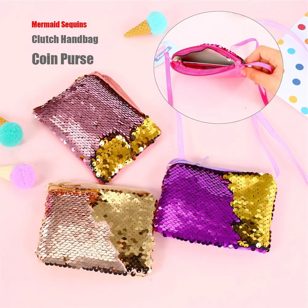 Fashion Sequins Coin Purse for Women Girls Mini Bag Pocket Wallet Square Organizer Bag Portable Cute Kids Zipper Purse Bags