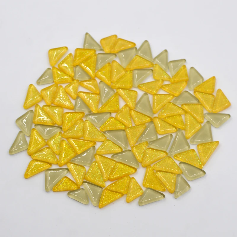yellow triangle 250 г треугольное блестящее мозаичное стекло, сделай сам, материалы ручной работы для родителей и детей, уникальный подарок, креативные подарки, мультиколор - Цвет: yellow triangle