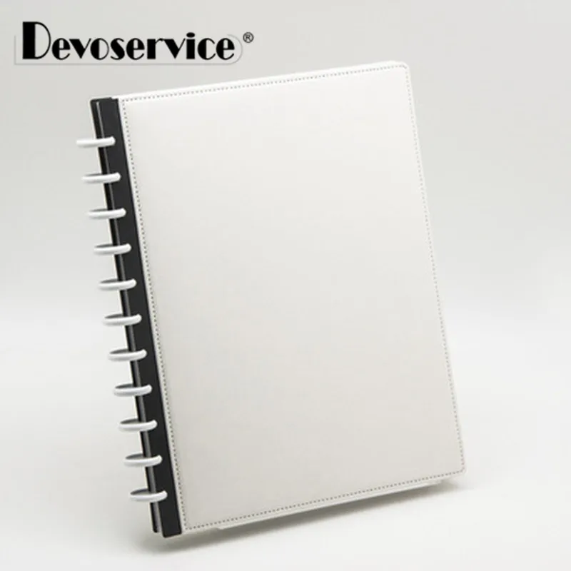 

New A4 Leather Notepad Mushroom Hole Metal Ring Binding Leather Cover Notebooks Advanced Business Meeting PU Loose-leaf Notebook
