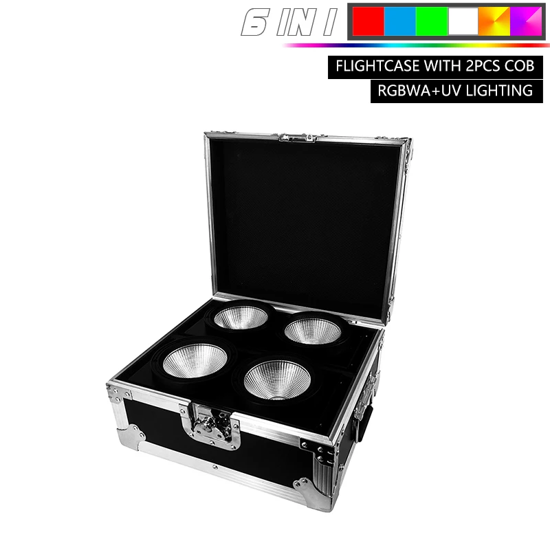 2pcsRGBWAUVwithFC Djworld 2 глаза 200 Вт LEDCOB ослепляющий свет с Flightcase холодный и теплый белый цвет для Dj День рождения Свадебная Дискотека мяч - Цвет: 2pcsRGBWAUVwithFC
