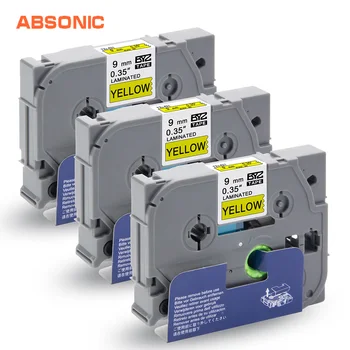 

Absonic 3PCS TZe-621 TZ-621 Laminated Tape Brother P-touch CUBE PT-D210 PT-H110 PT-D600 PT-D700 LabelMaker 9mm Black on Yellow