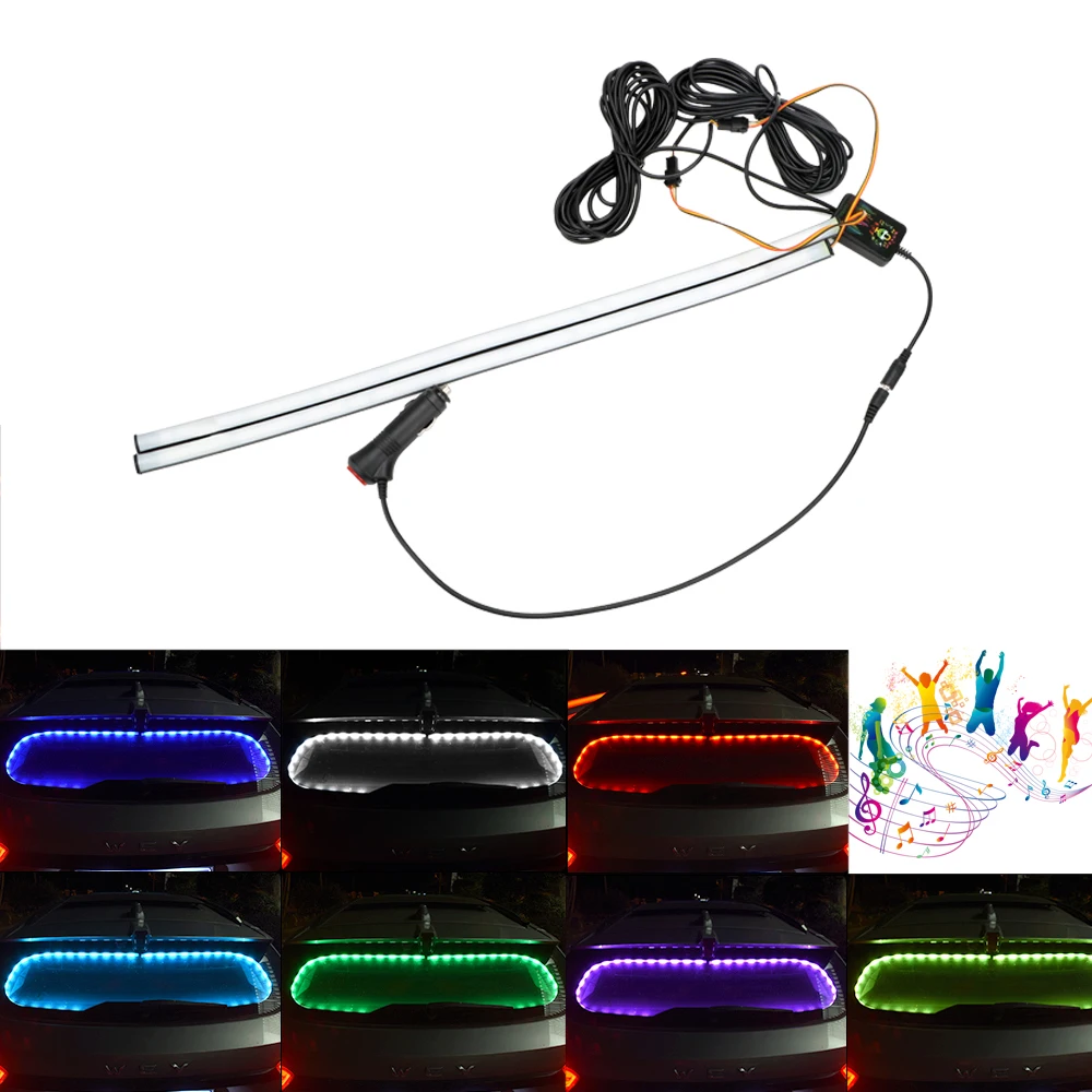 2 шт. автомобильные RGB Светодиодные полосы света звук музыка управление автомобиля Внутренние огни автомобиля-Стайлинг Авто декоративные лампы гибкая установка