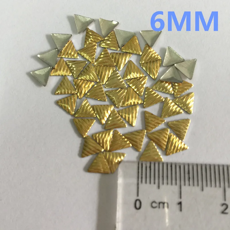 6 мм золото/серебро горячей фиксации шпильки алюминиевые треугольники Spire форма железа на гвоздиках горячей фиксации панк-рок DIY Rhinestuds аксессуары для рук