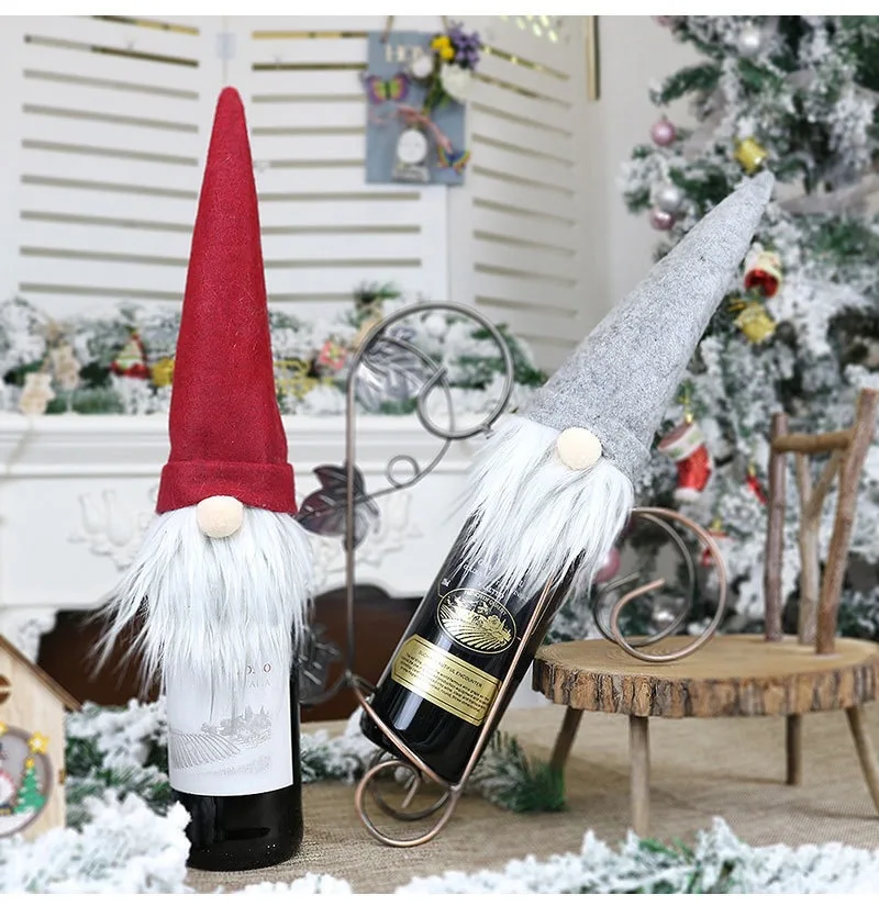 Колпачок для шампанского, набор мини-бутылок, упаковка, шапка, сумка для вина, Санта Клаус, украшение одежды, домашний праздник, рождественские принадлежности, подарки