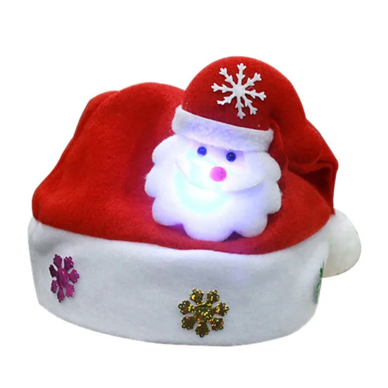 LED Christmas HAPPY NEW YEAR Knitted Hats Light-up Xmas Knit Beanie Adults Cap - Цвет: As shows
