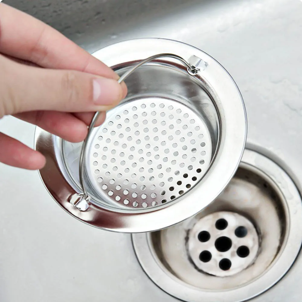 1PC Stainless Steel Kitchen Sink Strainer Sewer Bathroom Shower Hair Filter Basket Anti-Blocking Cleaning Accessories