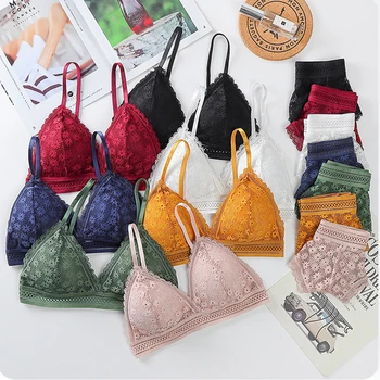 

Sexy Bra Briefs Set Women Seamless Bra Lace Panties Padded Bralette Lingerie Fashion One-piece Underwear Female Intimates #F