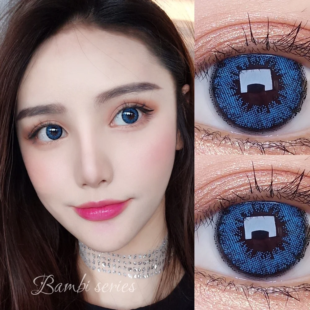 

EASYCON blue green Colored Contact Lenses for eyes Yearly Natural Looking small pupil Eye Makeup degrees Myopia prescription