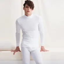 Новое модное мужское термобелье, мужское длинное осенне-зимнее водолазки, Топы+ штаны, набор теплых толстых топов размера плюс L-2X