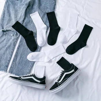 

34-39 Size korean style Women Socks Fashion Winter Neutral Solid Color Mens Socks Wild Black White Socks 39-44 Size Man