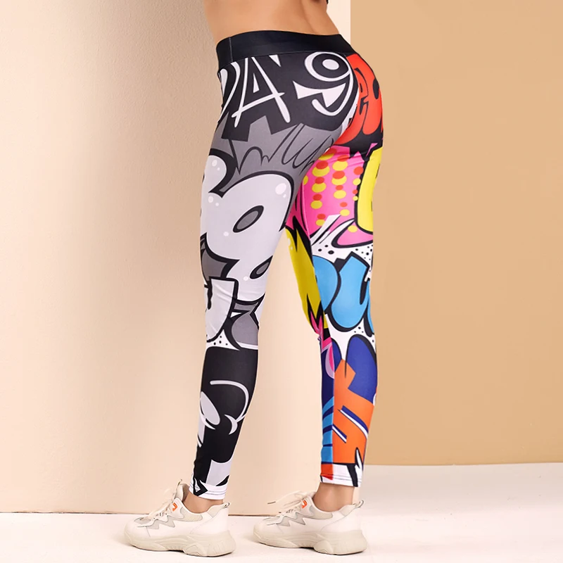 MAI\u0026FUN Legging Women Comic Print Wide 