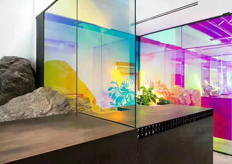 Rainbow Effect Iridescent Window Film Decorative Glass Sticker Chamelon Color Self-Adhesive