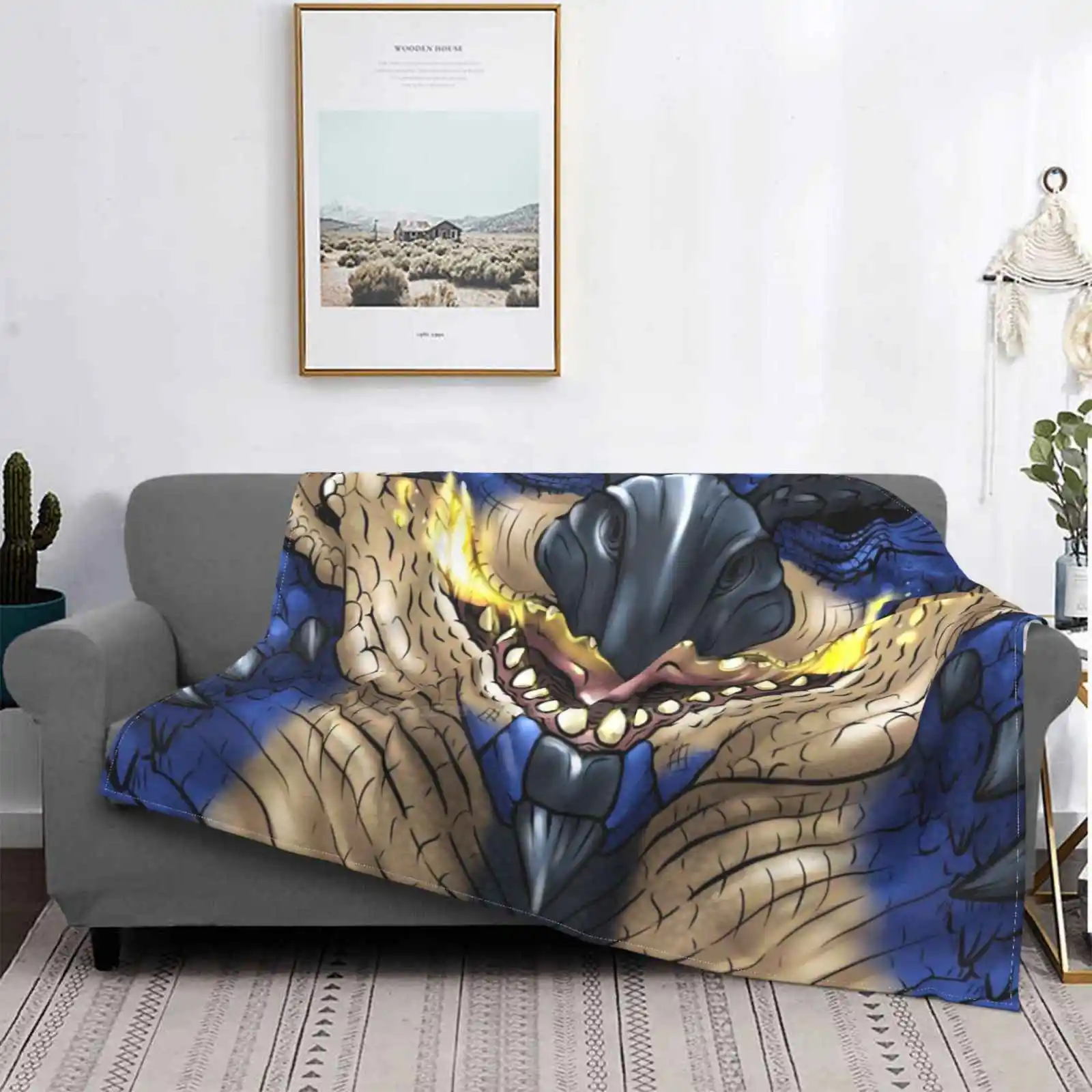 Ratto: Azzurro Monster Hunter World Face Nuovo Arrivo Moda Tempo Libero Coperta Di Flanella Flying Wyvern Rat Azzurro Monster Hunter World