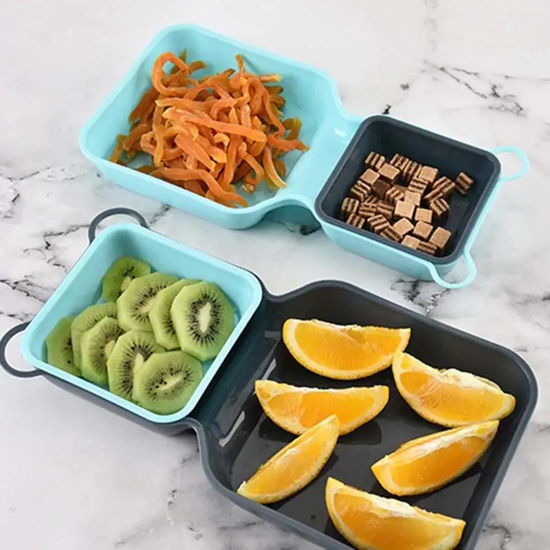 

10-piece set square fruit bowl can be loaded with snack nut storage foldable tray kitchen home dessert tray plastic plates