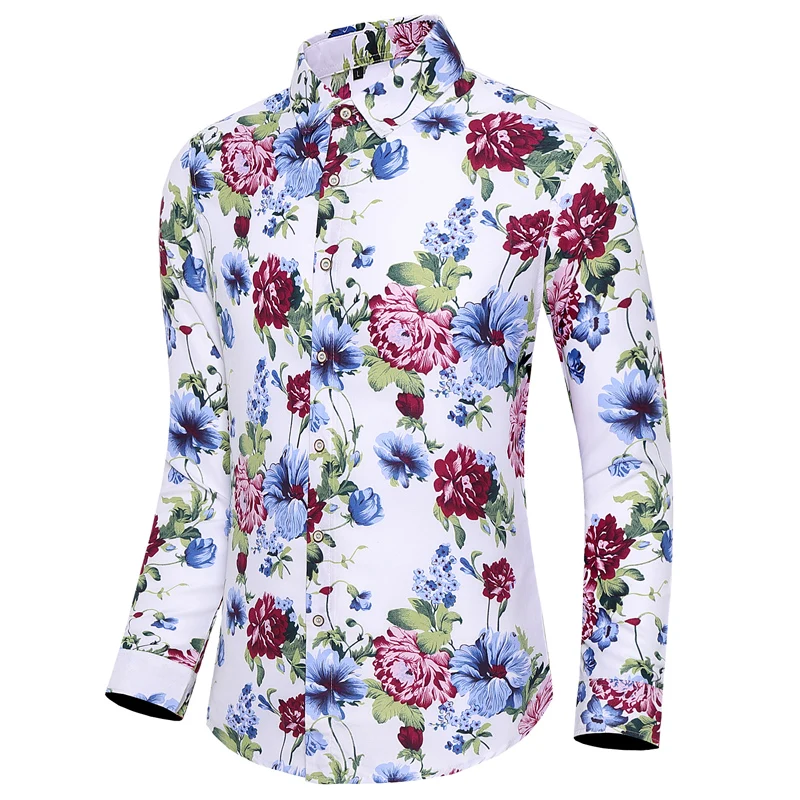 

2020 New Arrival Luxury Floral Shirts For Men Plus Size 7XL long Sleeve Casual Cotton Chemise Homme Social Men
