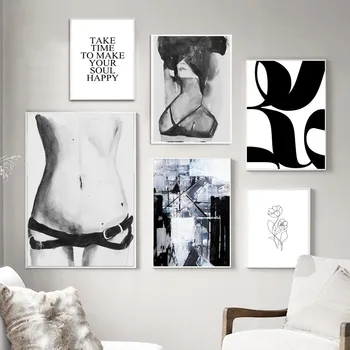 

Sexy woman Abstract Line Flower Quotes Nordic Posters And Prints Wall Art Canvas Painting Wall Pictures For Living Room Decor