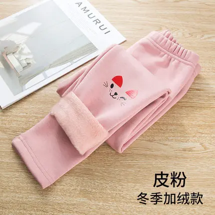 pink Леггинсы для девочек; зимняя плотная Теплая Флисовая детская одежда; брюки; детские штаны для маленьких девочек; леггинсы; 90-150 - Цвет: pink