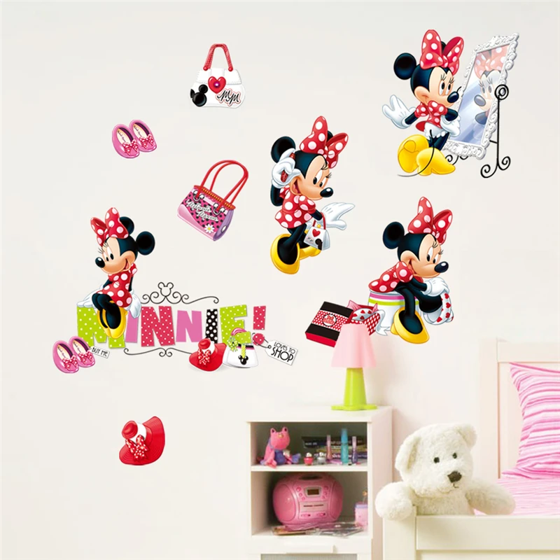 Cartoon Disney Fashion Minnie Wall Stickers For Kids Rooms Girls Party Gifts Home Decor Wall Decals PVC Mural Art Diy Wallpaper Cartoon Disney Fashion Minnie Wall Stickers For Kids Rooms Girls Party Gifts Home Decor Wall Decals PVC Mural Art Diy Wallpaper