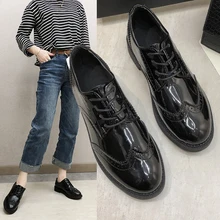 Распродажа; женская обувь на плоской подошве; лоферы из лакированной кожи; элегантная обувь на низком каблуке без застежки; женские PM-126 на толстом каблуке с острым носком