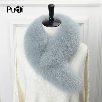 

Pudi SF868 women real fox fur scarf collar 2020 new long natural genuine fox fur scarves black brown color