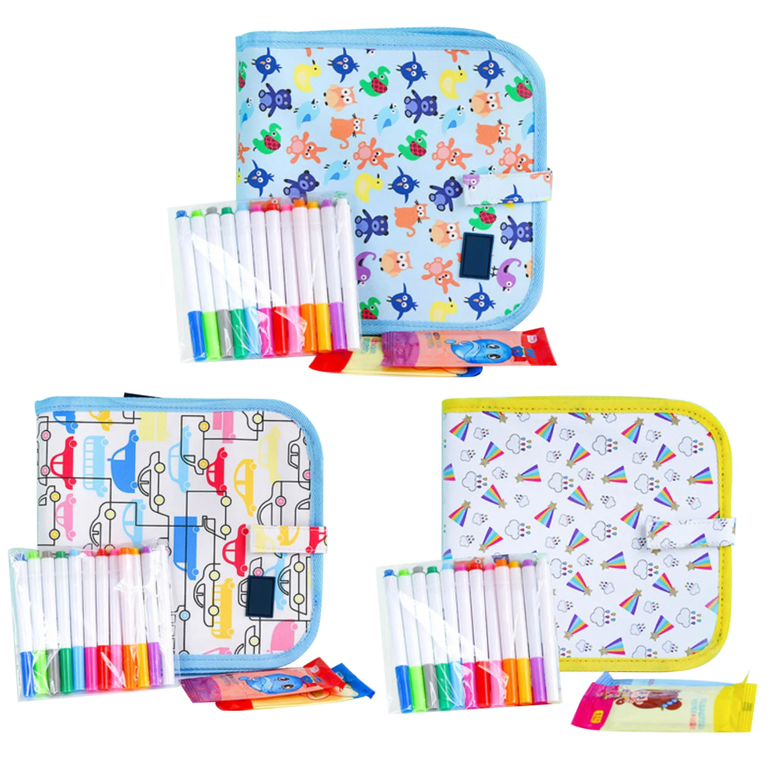 

14-Page Portable Erasable Drawing Painting Doodle Pad Books Toy with 12PCS Colored Pens for for Kids Children Toddlers Gift