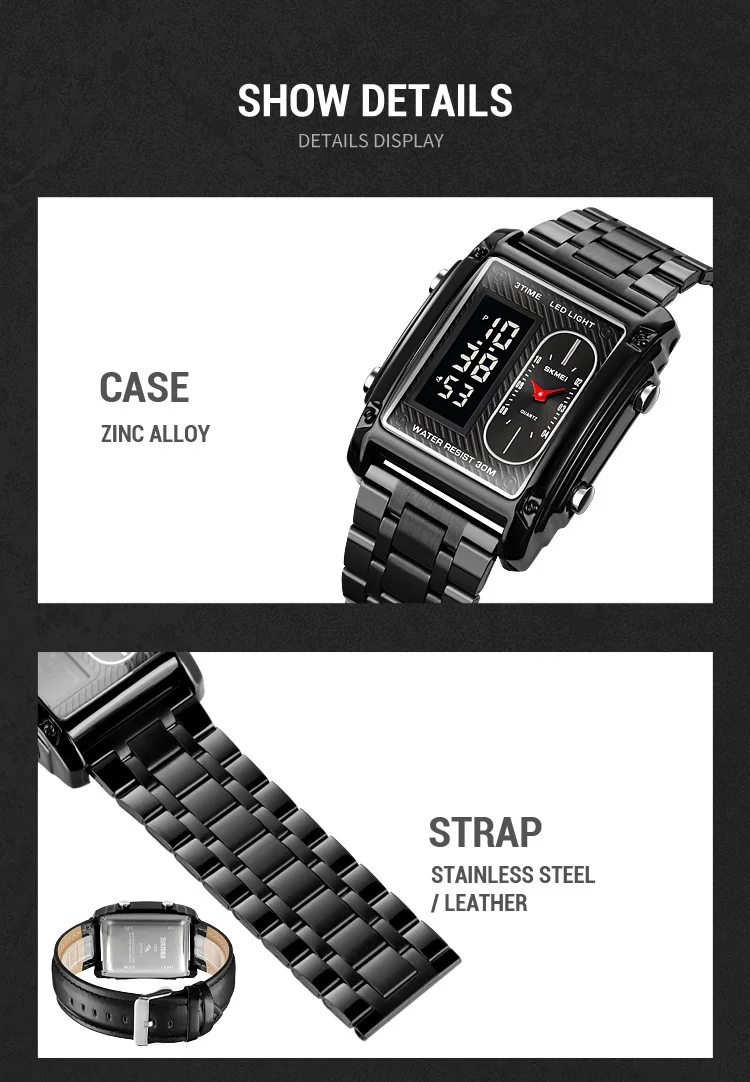 SKMEI 1868 Multiple Time Digital Analog Watch description image 16