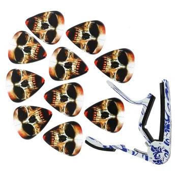 

10x Guitar Picks Acoustic Folk Guitars Capo Blue and white porcelain