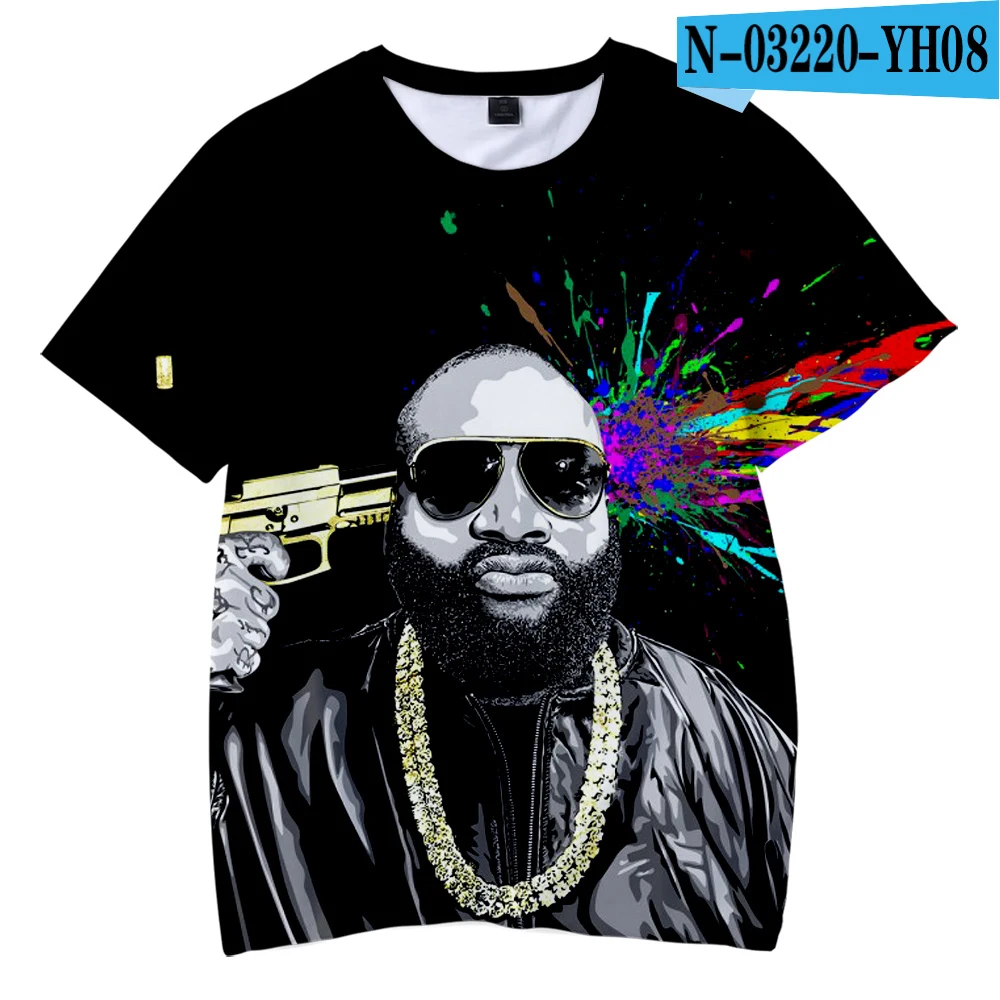 Rick Ross/Детские футболки с 3D принтом; модная летняя футболка с короткими рукавами; Лидер продаж года; детская повседневная Уличная одежда - Цвет: Небесно-голубой