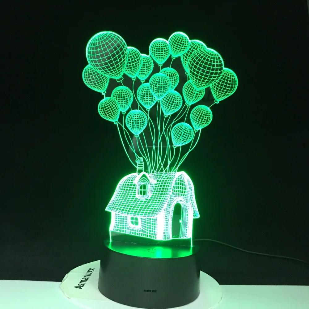 Шарами домом 3D светодиодный ночной Светильник Форма атмосферу визуально праздничный Декор Светильник lamparas акриловый многоцветный для Linghtings