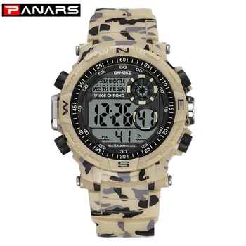 

SYNOKE Watch Sports Camouflage Military 3M Water Resistant Men Army Colorful LED Digital Wristwatch Date Week Men'S Clock